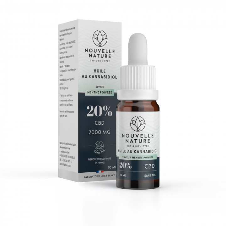 [004038-7824] Huile sublinguale CBD Saveur Arôme Neutre - Nouvelle Nature (5% - 500 mg/10ml)