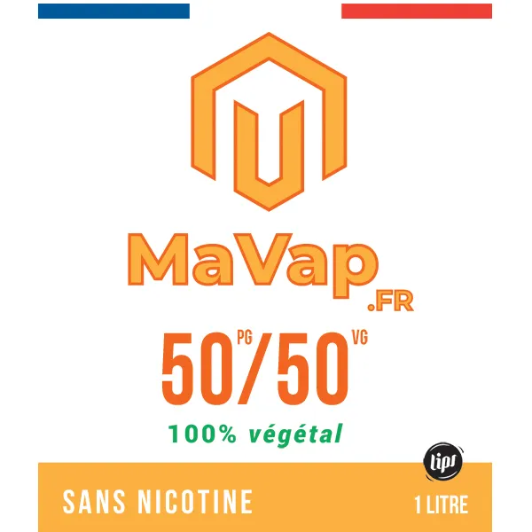 [448-726] Base 1 Litre 100% végétale 0mg - MaVap.fr (50% PG / 50% VG)